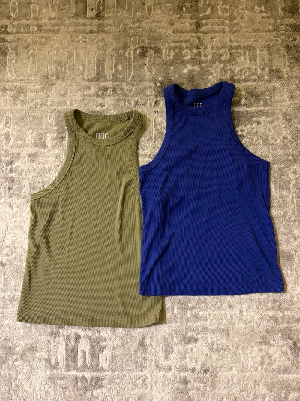 BDG Olive Green and Royal Blue Ribbed Tank Tops